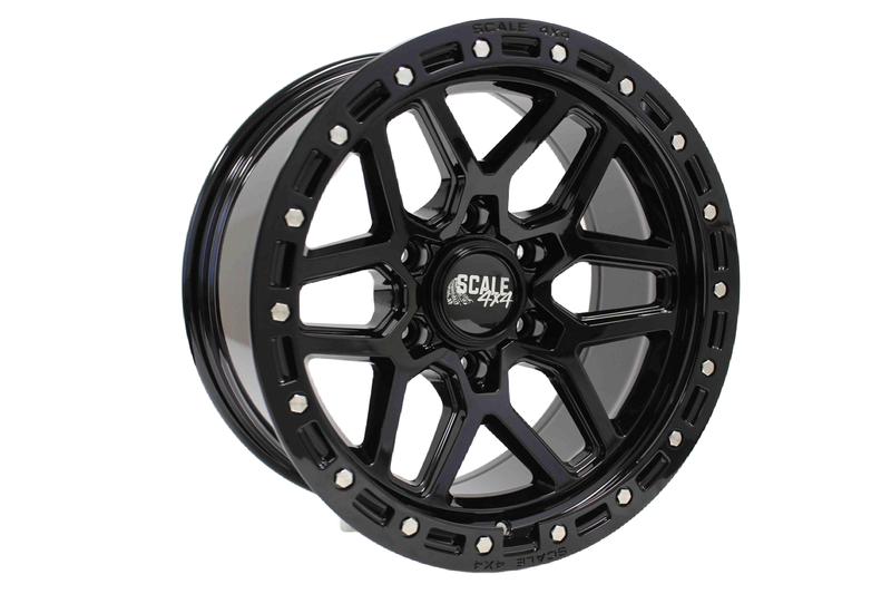 Load image into Gallery viewer, S02 - Glossy Black w/ Simulated Beadlock - 17x8.5 6x139.7 -10 Offset