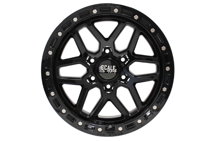 Load image into Gallery viewer, S02 - Glossy Black w/ Simulated Beadlock - 17x8.5 6x139.7 -10 Offset