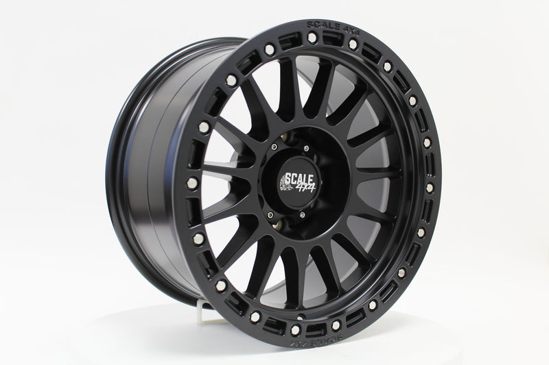 Load image into Gallery viewer, Scale 4x4 S01 Matte Black Simulated Beadlock 17x8.5 6x139.7 off-road wheel
