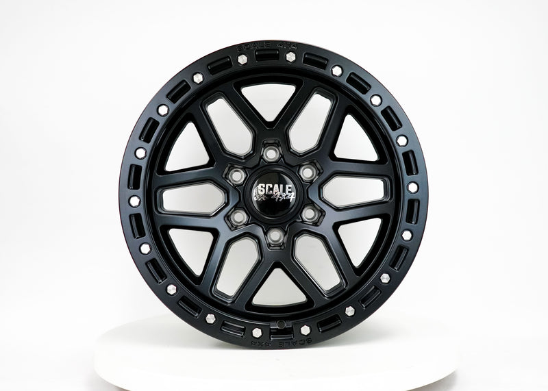 Load image into Gallery viewer, S02 - Matte Black w/ Simulated Beadlock - 17x8.5 6x139.7 -10 Offset
