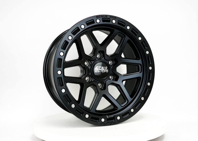 Load image into Gallery viewer, S02 - Matte Black w/ Simulated Beadlock - 17x8.5 6x139.7 -10 Offset
