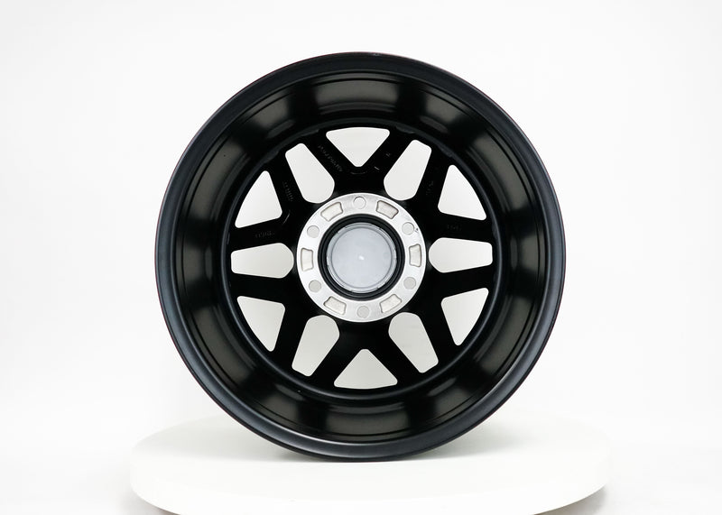 Load image into Gallery viewer, S02 - Matte Black w/ Simulated Beadlock - 17x8.5 6x139.7 -10 Offset
