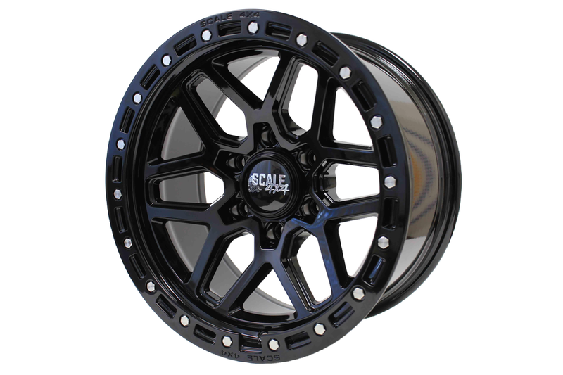 Load image into Gallery viewer, S02 - Glossy Black w/ Simulated Beadlock - 17x8.5 6x139.7 -10 Offset
